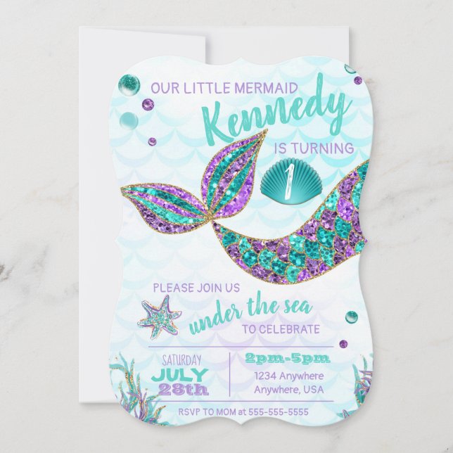 Parties scintillant Invitation de sirène, sous la  (Devant)