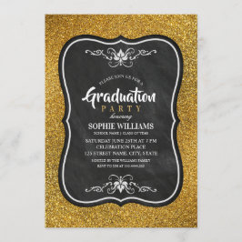 Parties scintillant Invitations De Graduation Noir