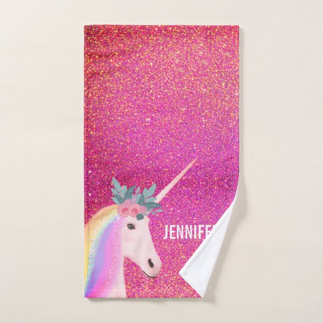 Parties scintillant magique de Rainbow Unicorn (Serviette à main)