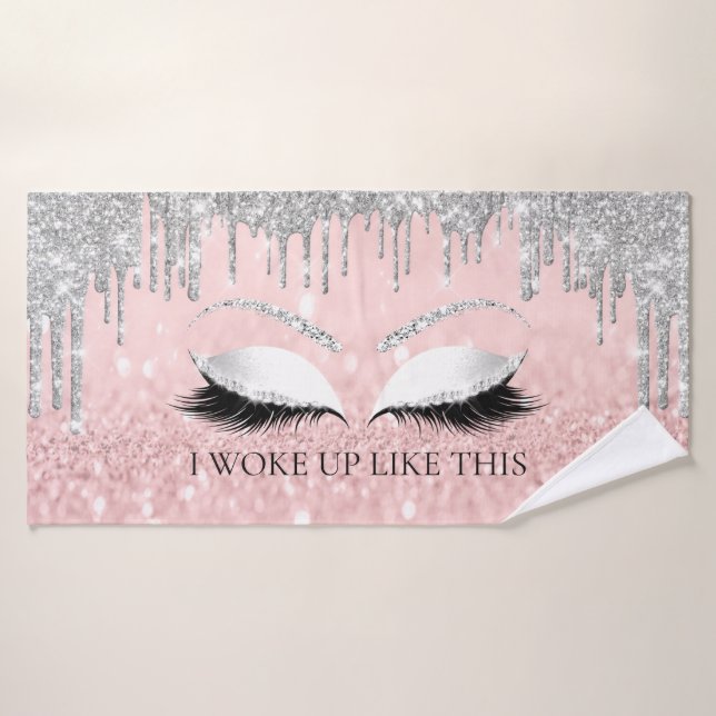 Parties scintillant maquillage yeux goutte rose je (Serviette de bain)