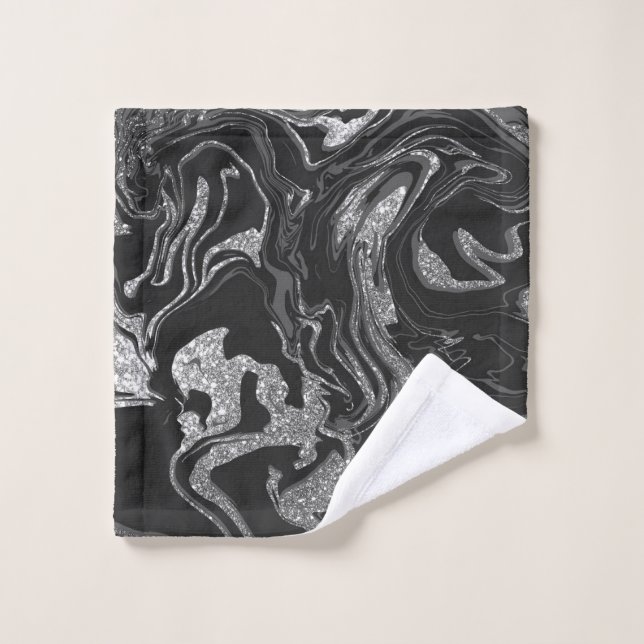 Parties scintillant moderne en gris noir (Gant de toilette)