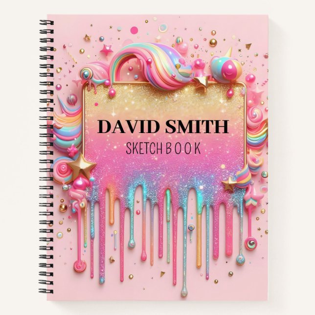 Parties scintillant moderne gouttes de Carnet rose (Devant)