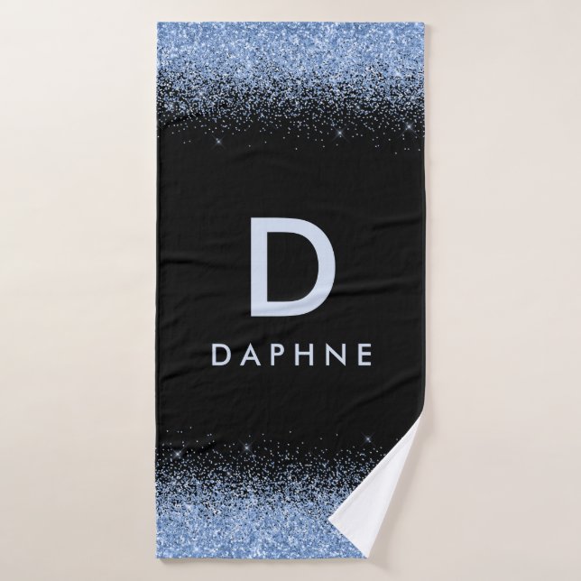 Parties scintillant moderne noir et bleu première  (Serviette de bain)