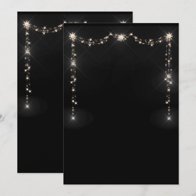 Parties scintillant motif blanc Invitation (Devant / Derrière)