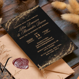 Parties scintillant Noir et Or Invitations de mari