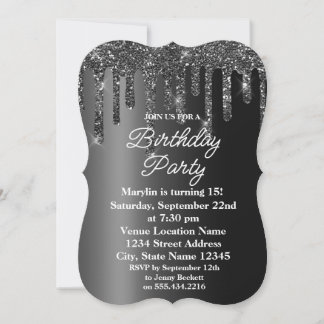 PARTIES SCINTILLANT NOIRE DRIP ÉLÉGANTE INVITATION