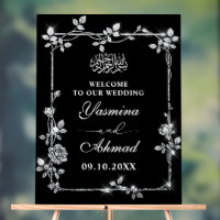 Parties scintillant noire en argent Nikah Mariage 