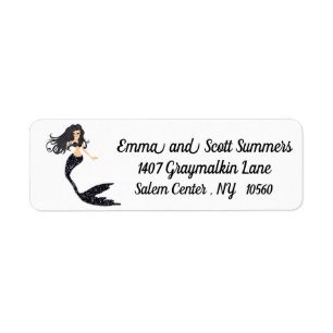 Parties scintillant noire Mermaid Étiquettes de ad