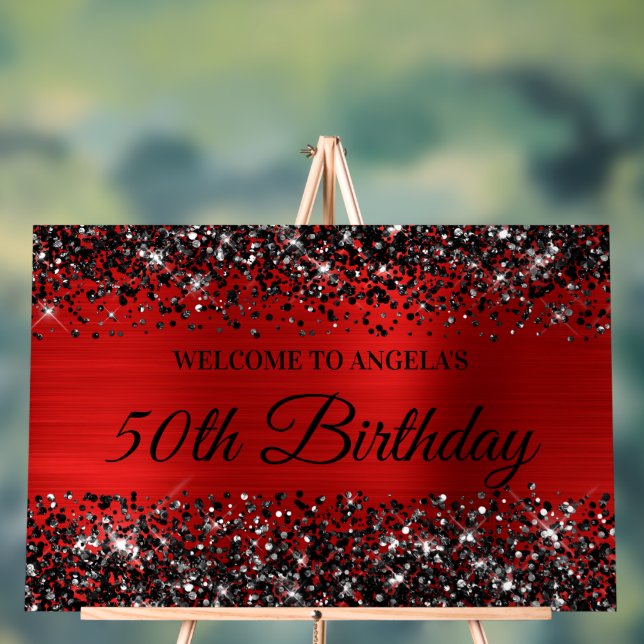 Parties scintillant noire Rouge Pile 50e anniversa (Neutre)