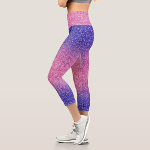 Parties scintillant Ombre Rose Bleu Capri Leggings