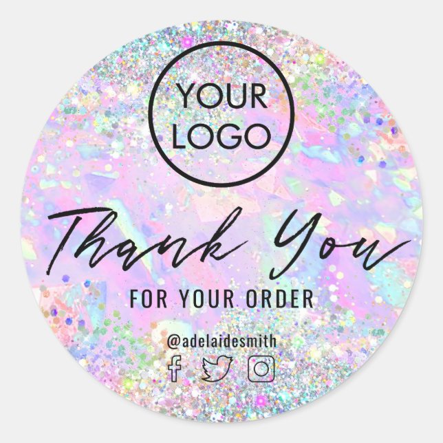 ・ parties scintillant opal merci sticker rond clas (Devant)