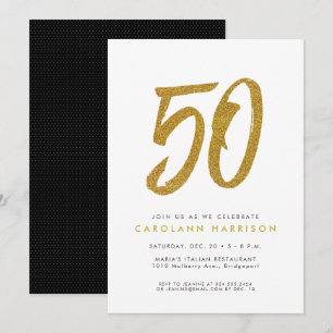Parties scintillant or 50e anniversaire invitation