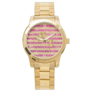 Parties scintillant Or de luxe rose Floral montre 