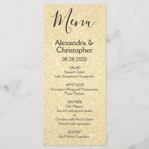 Parties scintillant or et menu Mariage étincelant