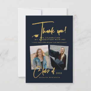 Parties scintillant or moderne Script GRAD Carte d