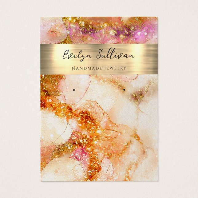 parties scintillant or rose aquarelle bijoux carte (Devant)