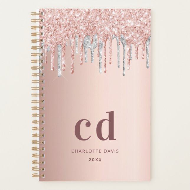 Parties scintillant or rose argent rose monogramme (Devant)