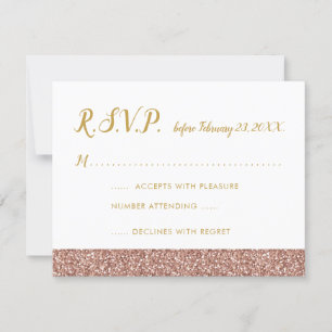 Parties scintillant or rose et carte RSVP or A2