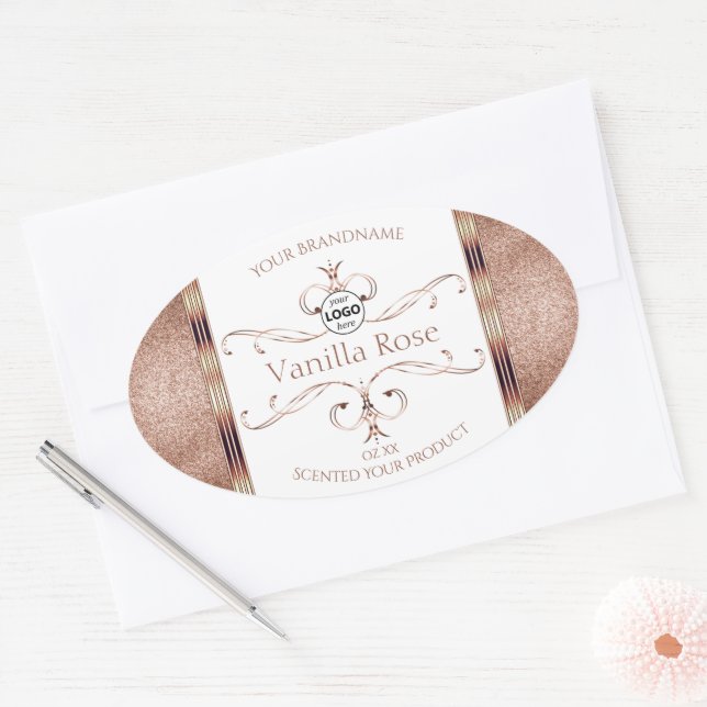 Parties scintillant or Rose Ornat Logo Étiquette p (Enveloppe)