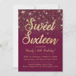 Parties scintillant & Or, Ruby Sweet 16 Invitation