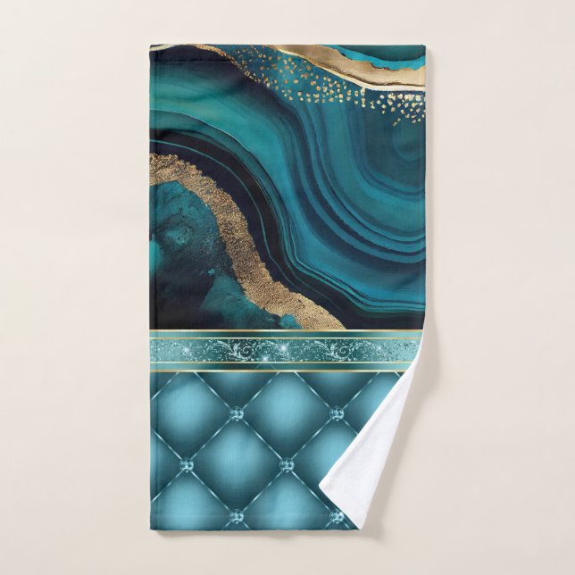 Parties scintillant or Turquoise Agate Marbre Diam (Serviette à main)