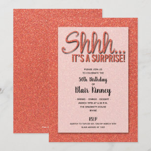 Parties scintillant orange SURPRISE Invitations d'