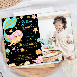 Parties scintillant photo Sirène noire Invitations
