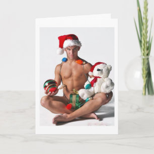 Parties scintillant Pride Gay Christmas Hunk Carte