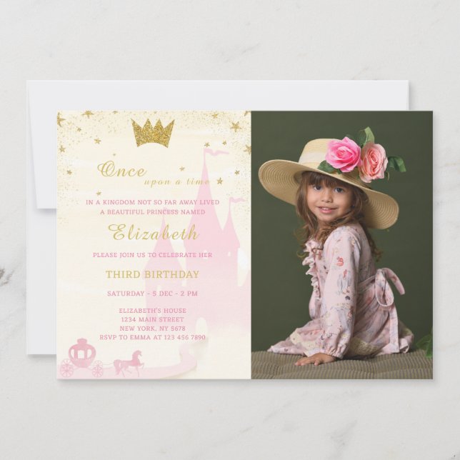 Parties scintillant Princesse Invitation Anniversa (Devant)