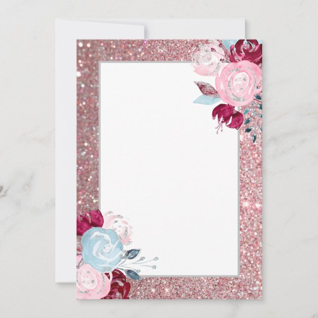 Parties scintillant Purple Floral Blank Invitation (Devant)