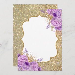 Parties scintillant Purple Floral Blank Invitation