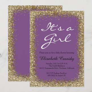 Parties scintillant Purple & Gold Invitation à la 