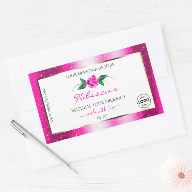 Parties scintillant rose blanc Étiquettes de produ (Enveloppe)