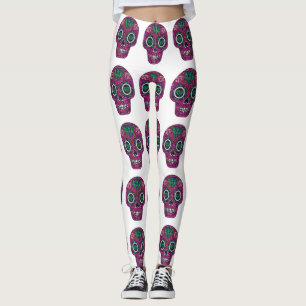 parties scintillant rose crâne de sucre leggings