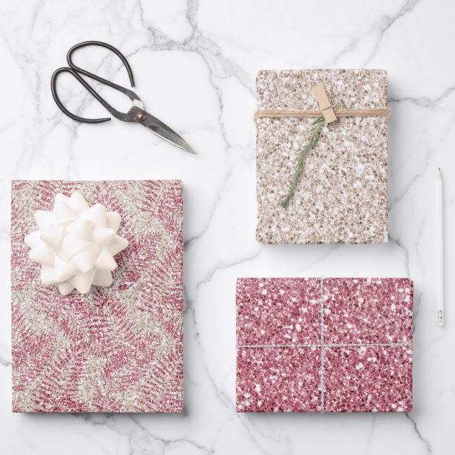 Parties scintillant rose crème Glitz Feuilles trop (Recto)