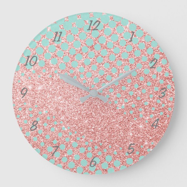Parties scintillant rose et grande horloge bleue (Recto)