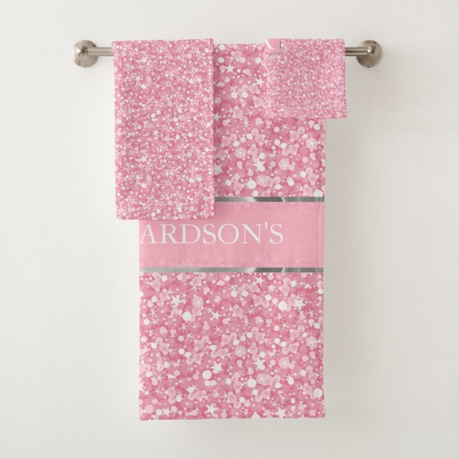 Parties scintillant Rose Et Lignes Argent (En situation)