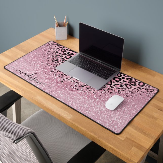 Parties scintillant rose et Motif léopard - Person (Bureau 2)