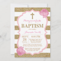 Parties scintillant rose et or Baptême Invitation