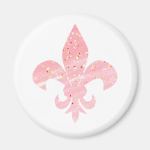 Parties scintillant rose et or Fleur de Lis Magnet