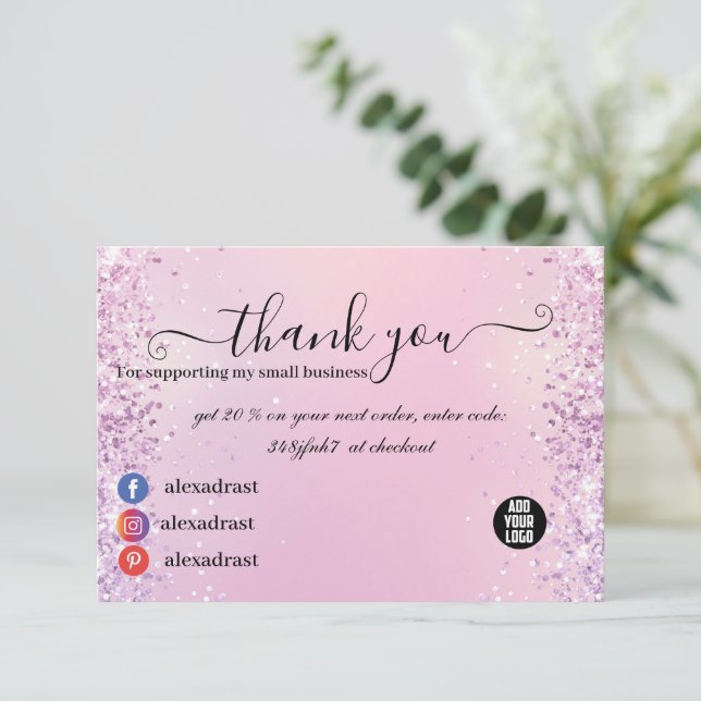 Parties scintillant rose et violet Ombre Merci d'e (Debout devant)