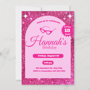 parties scintillant rose girly mignon Invitation