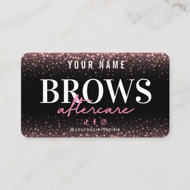 Parties scintillant Rose Gold Brows carte de soins (Devant)