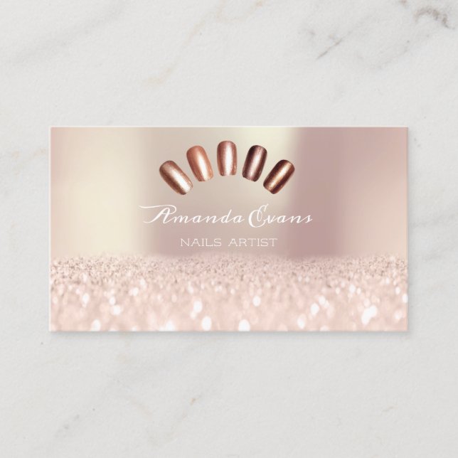 Parties scintillant Rose Gold Nail Artiste Carte d (Devant)