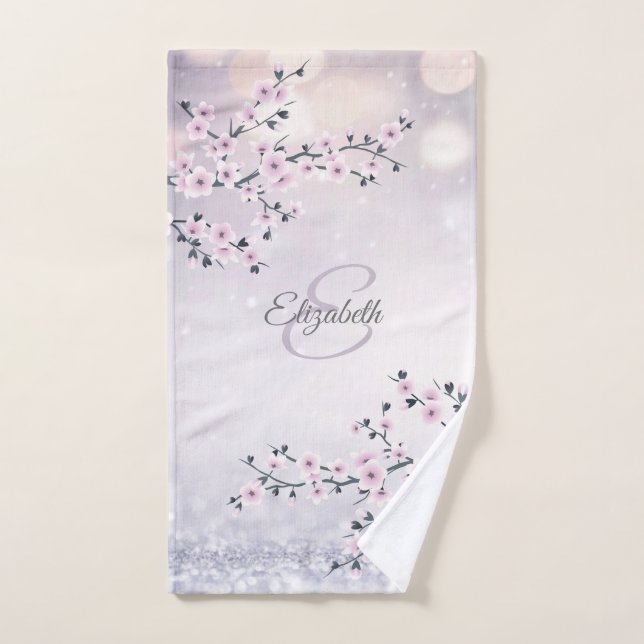 Parties scintillant rose mauve en fleurs de cerisi (Serviette à main)