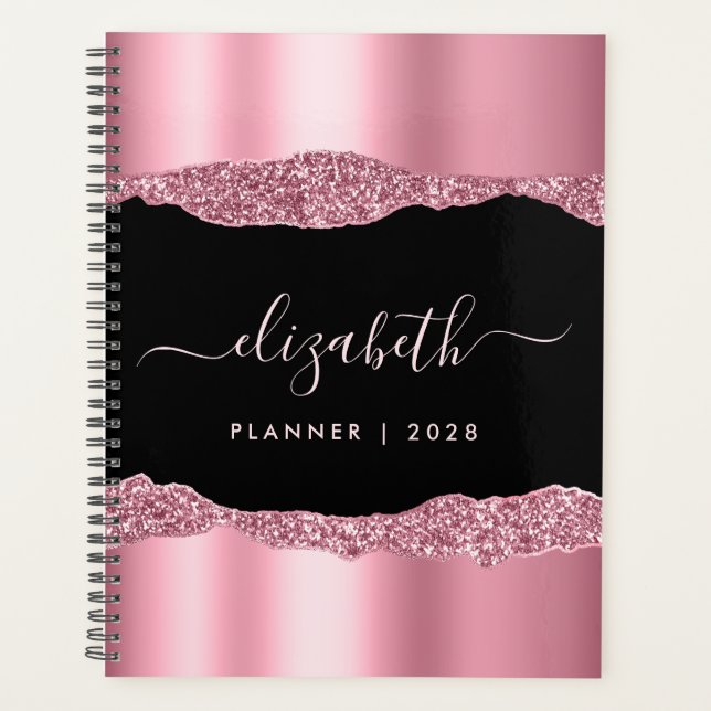 Parties scintillant rose monogramme noir (Devant)