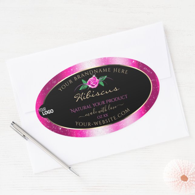 Parties scintillant rose Noir Étiquette de produit (Enveloppe)