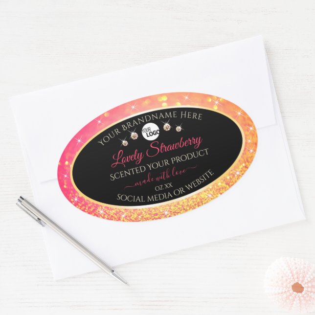 Parties scintillant rose orange Noir Étiquettes de (Enveloppe)