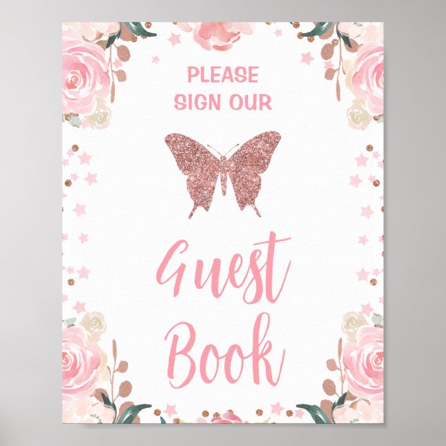 Parties scintillant rose Papillon Livre d'or Symbo (Devant)
