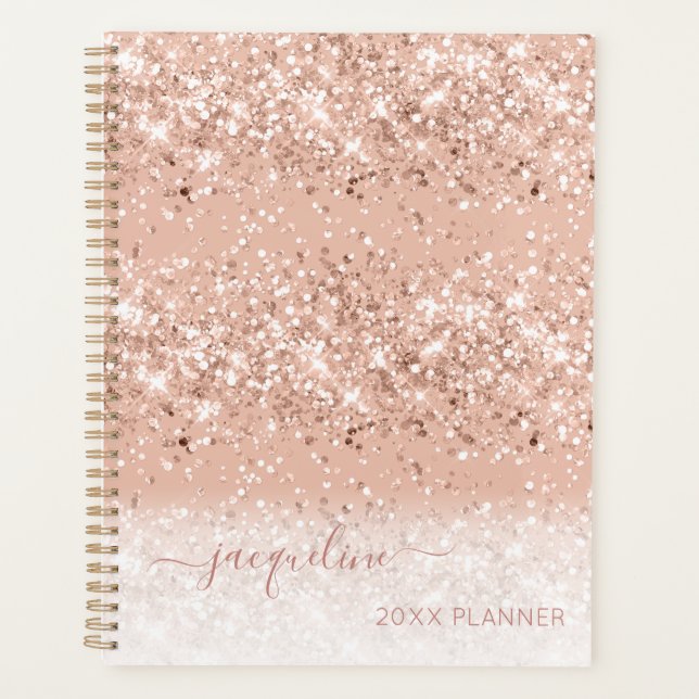 Parties scintillant rose personnalisée Fille Monog (Devant)